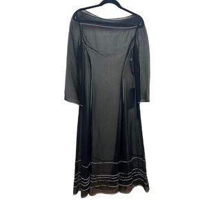 NWT Anett Rostel Berlin Black Silk Sheer Midi Dress Sz. 40 (US 12)